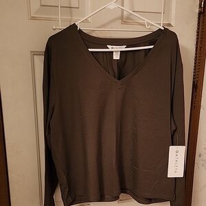 Athleta Olive Long Sleeve Relaxed Blouse NWT
